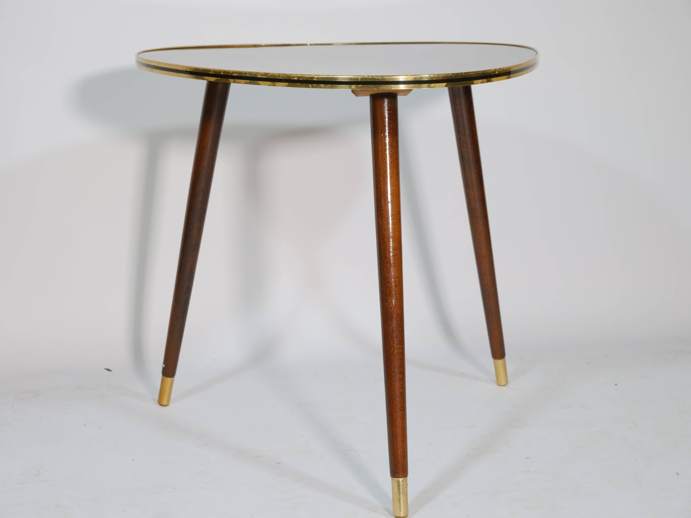 XL Gold-Rimmed Kidney Table 1960s Coffee Table
