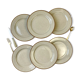 6 flat plates in speckled beige stoneware Tulowice Poland 1970