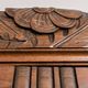 Old solid wood wardrobe with three vintage mirror doors