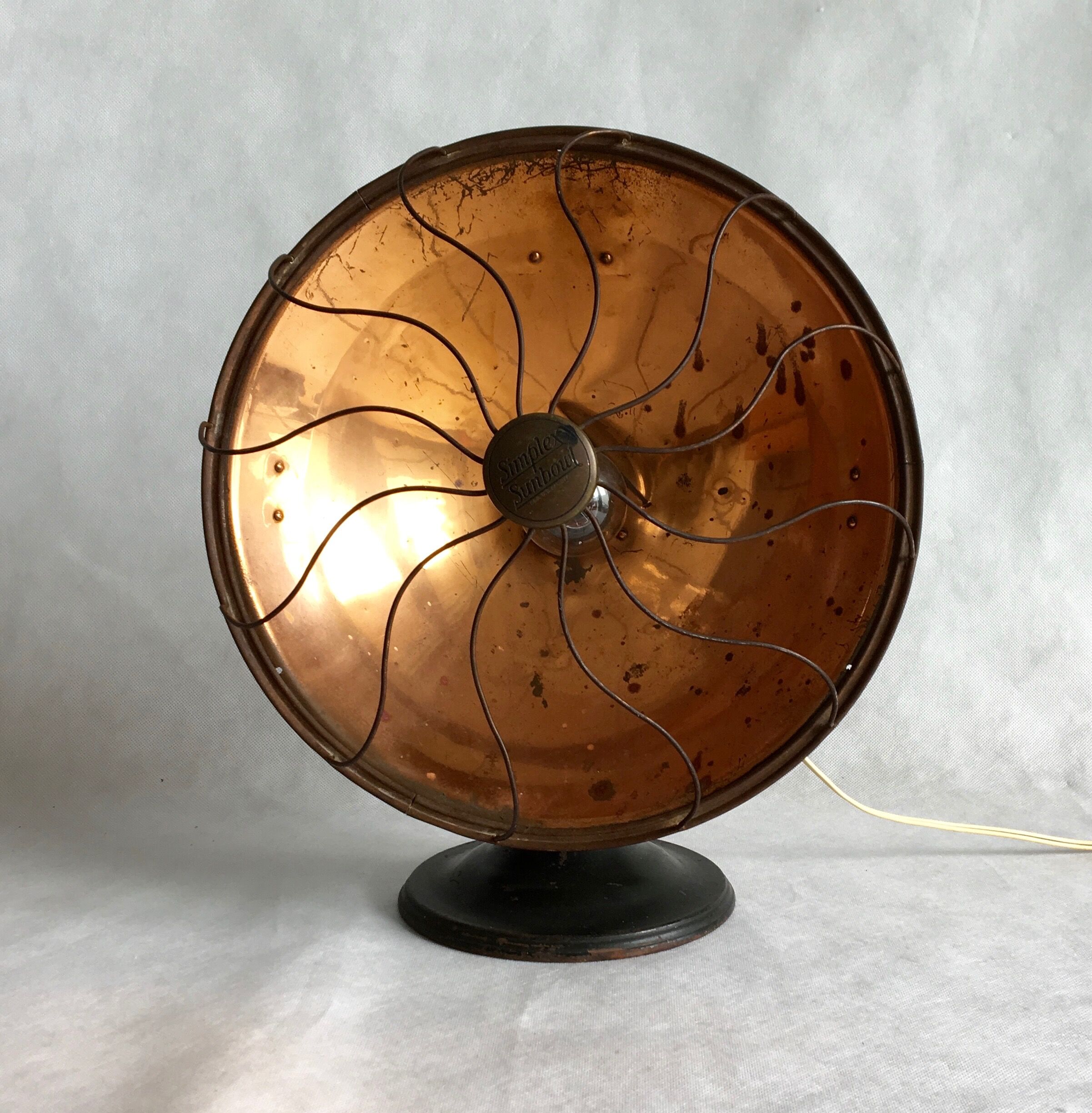 "Simplex Sunbowl" Copper Floor Heater Table Lamp, 1920s