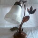 Bedside lamp / table in metal dore decor 2 flowers