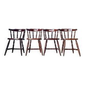 Set of 4 Western Bistro Chairs in Solid Wood – Vintage Pub Style