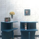 Pair of bedside blue