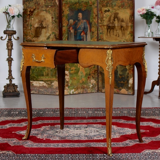 Writing table in gilded wood and Walnut Louis VI