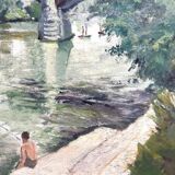 Oil on panel, Fisherman on the Marne, M. Tassart. 1955