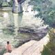 Oil on panel, Fisherman on the Marne, M. Tassart. 1955