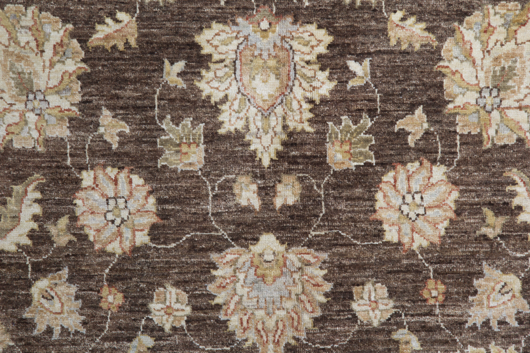 Brown Wool Rug Handmade Ziegler Carpet- 167x251cm