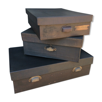 Set of 3 haberdashery boxes, trade 1920