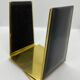 Vintage bookends, black leather and brass