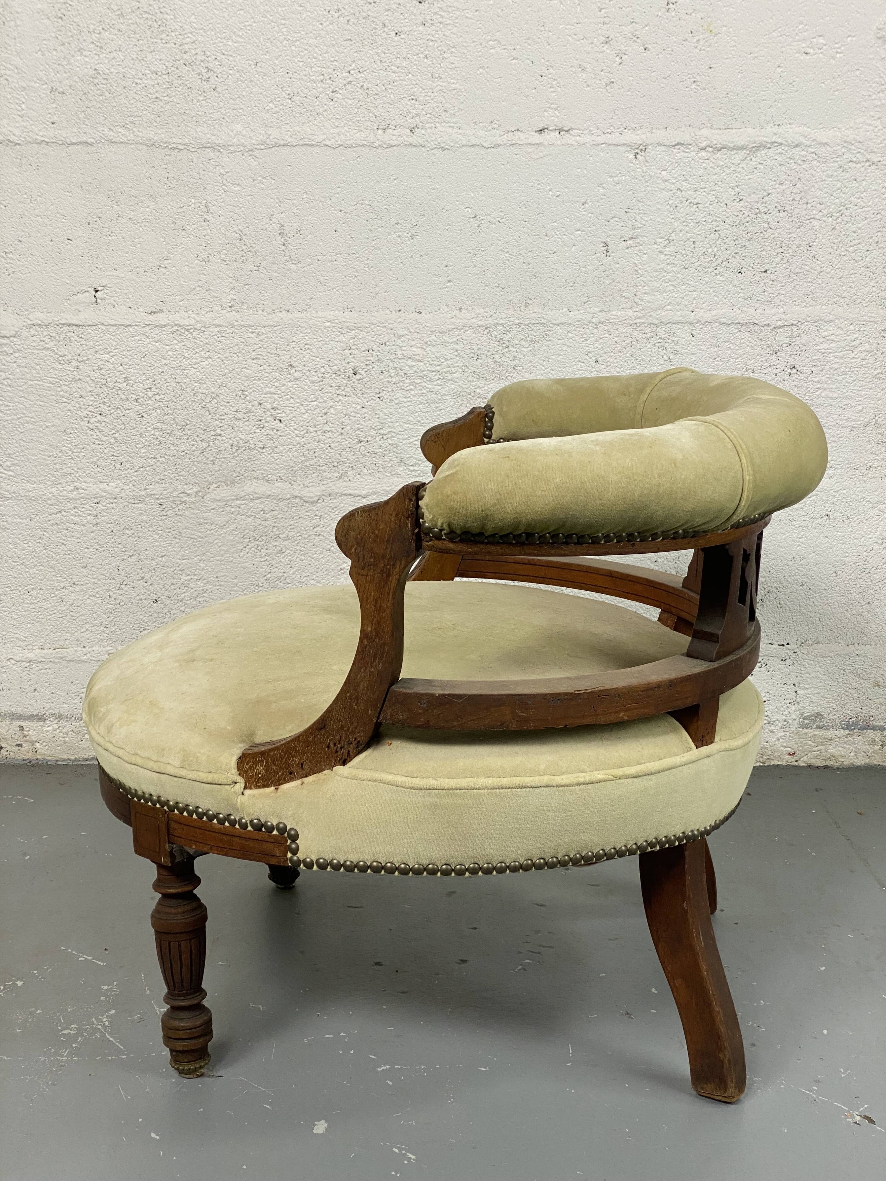 Fauteuil empire velours vert ancien