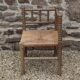French antique turned wooden bobbin chair with rush seat