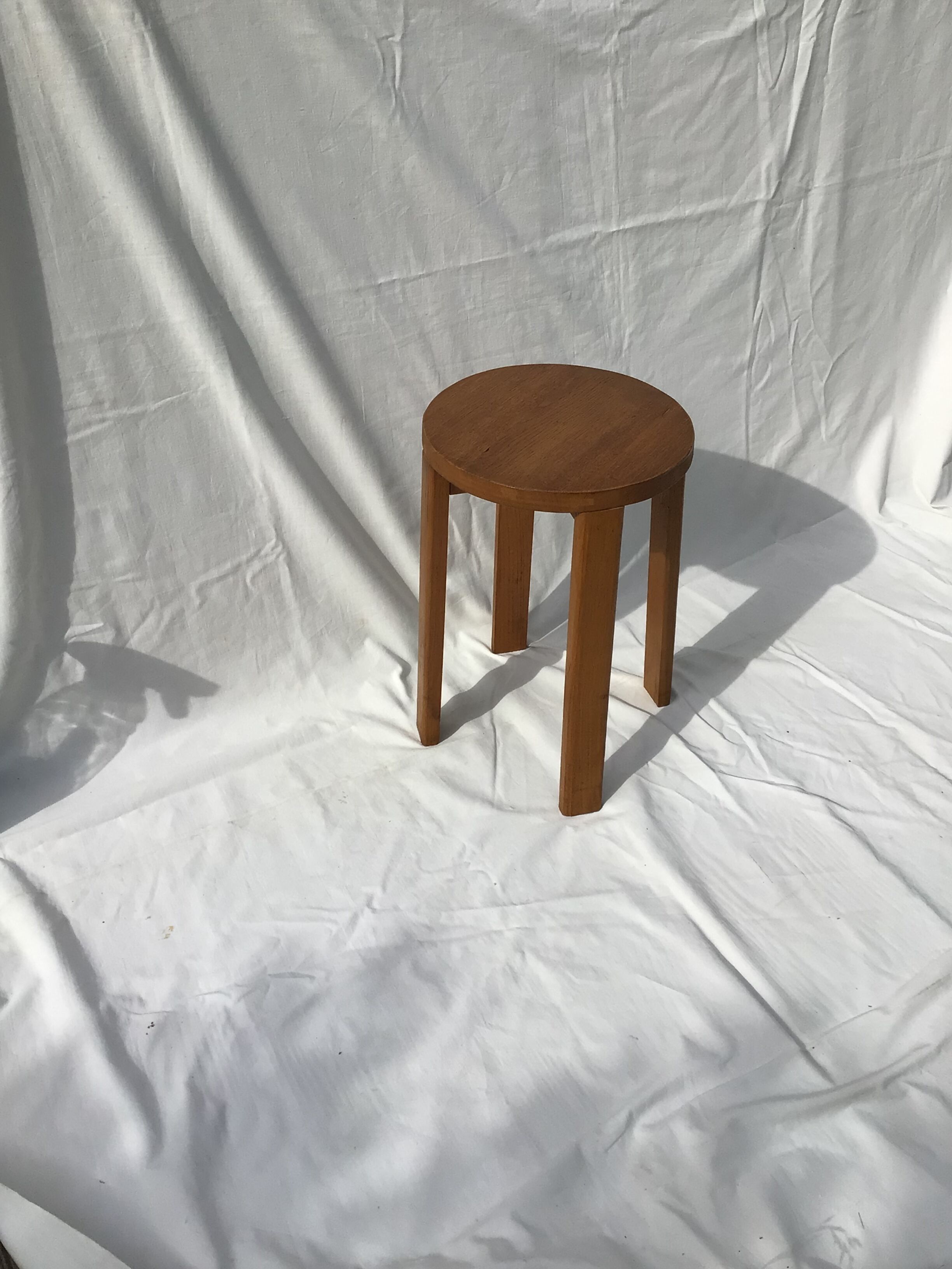 Round stool solid oak rectangular feet