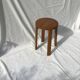 Round stool solid oak rectangular feet