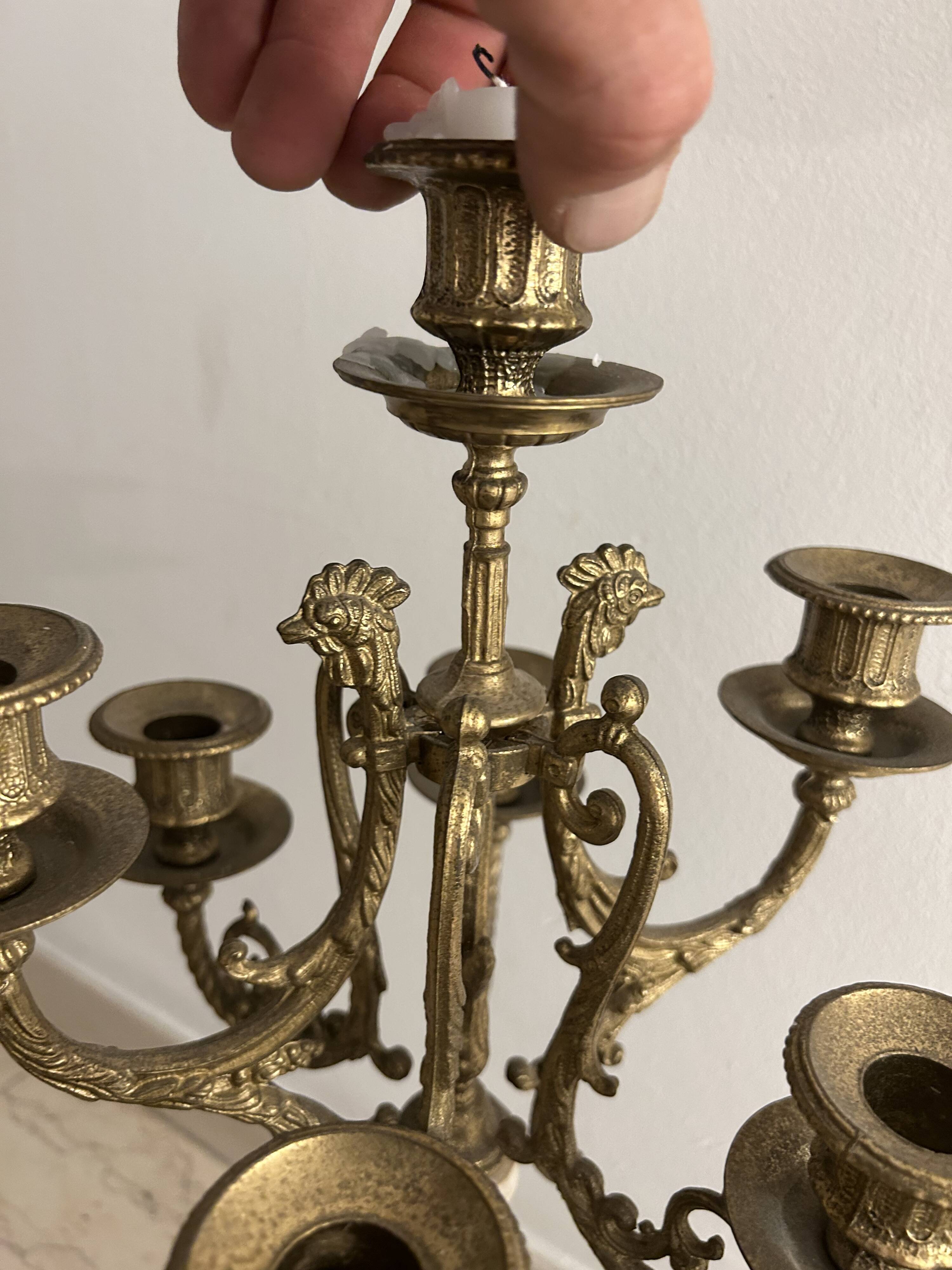 Paire de grands candélabres 7 feux - 69 cm - Bronze - Putti