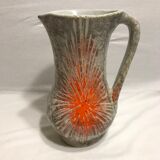 Lot 2 old ceramic jugs enamelled identical pattern