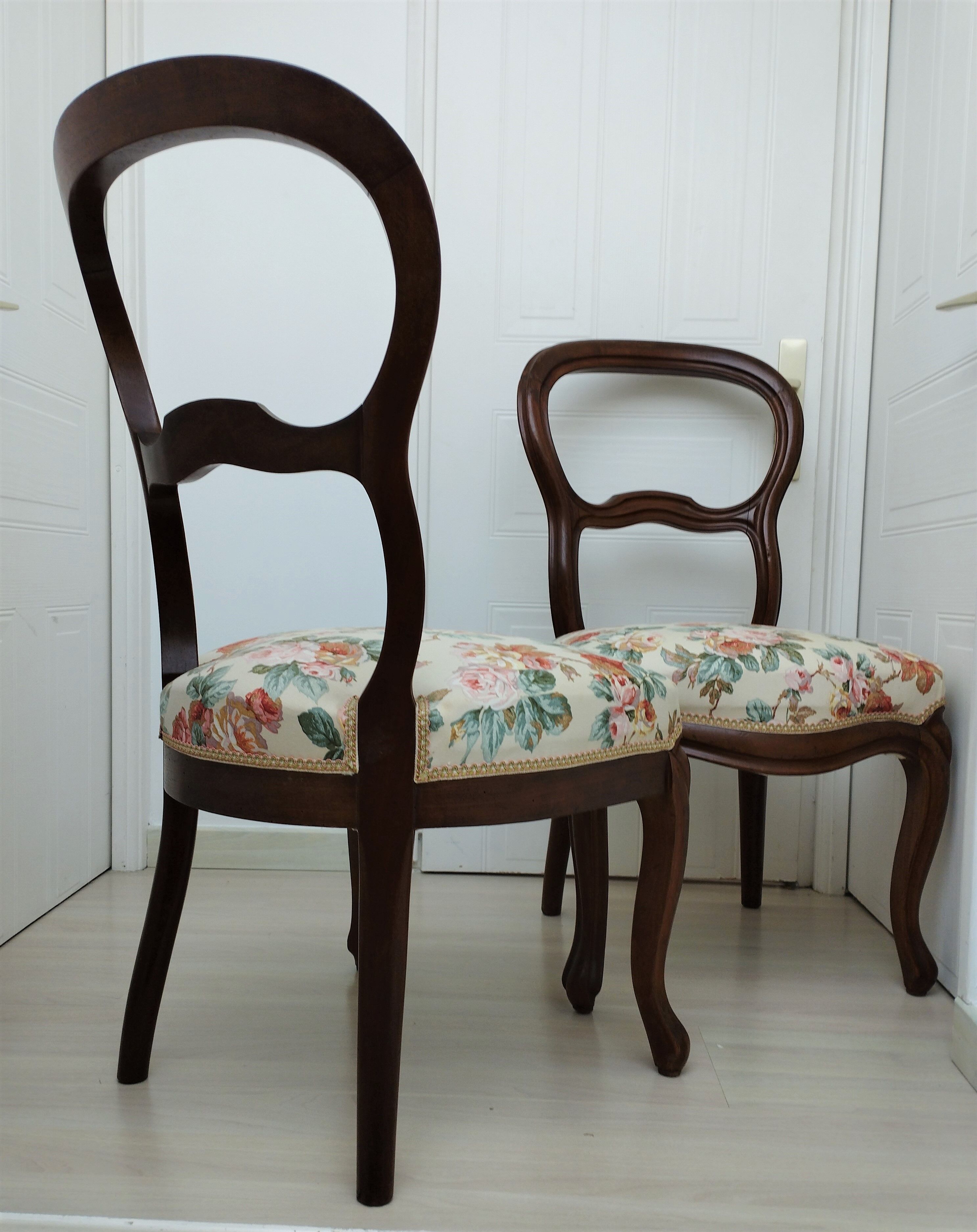 Pair of chairs Louis Philippe fabric seat