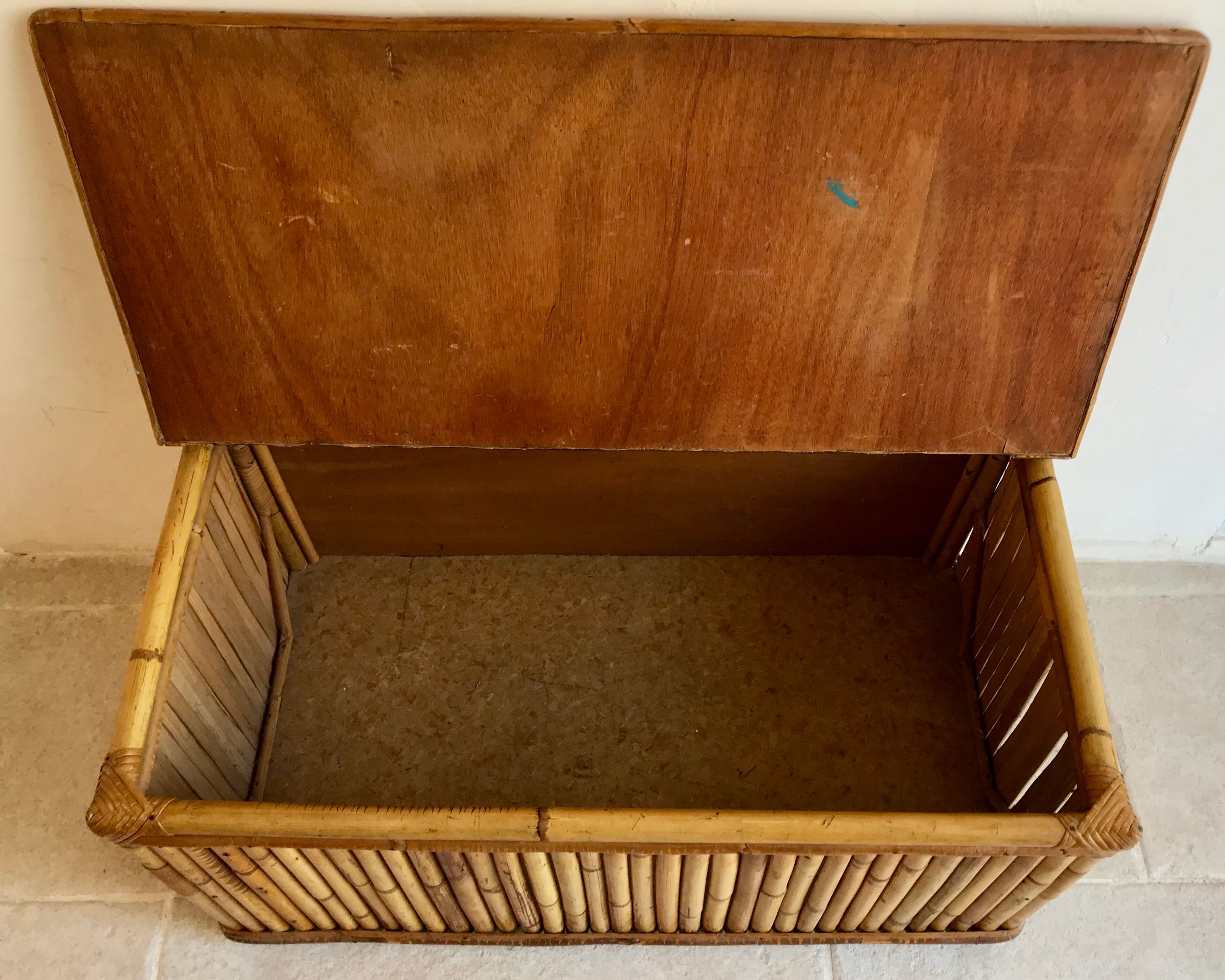 Vintage rattan and bamboo toy chest