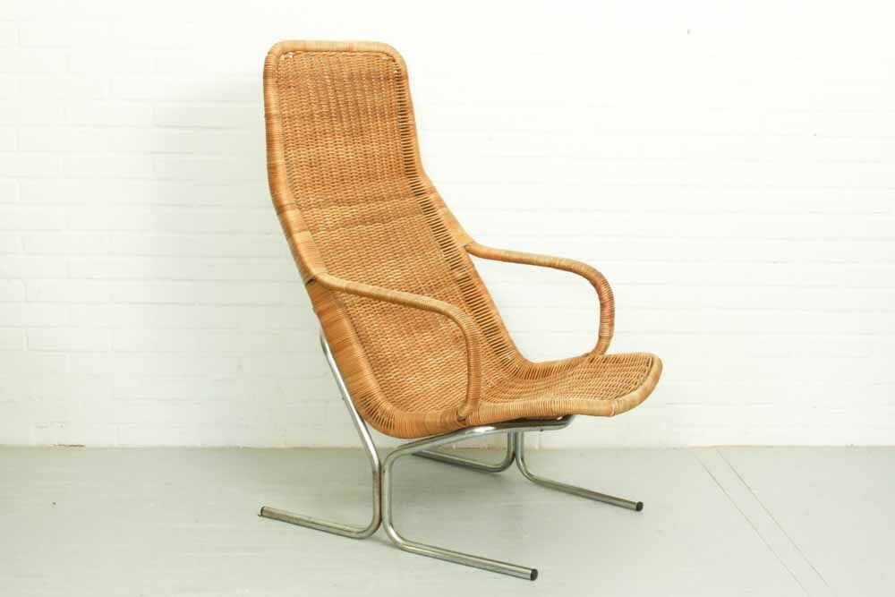 Mid Century Wicker Lounge Chair by Dirk van Sliedregt for Jonker Brothers, 1960s