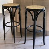 Wood and cane bar stools