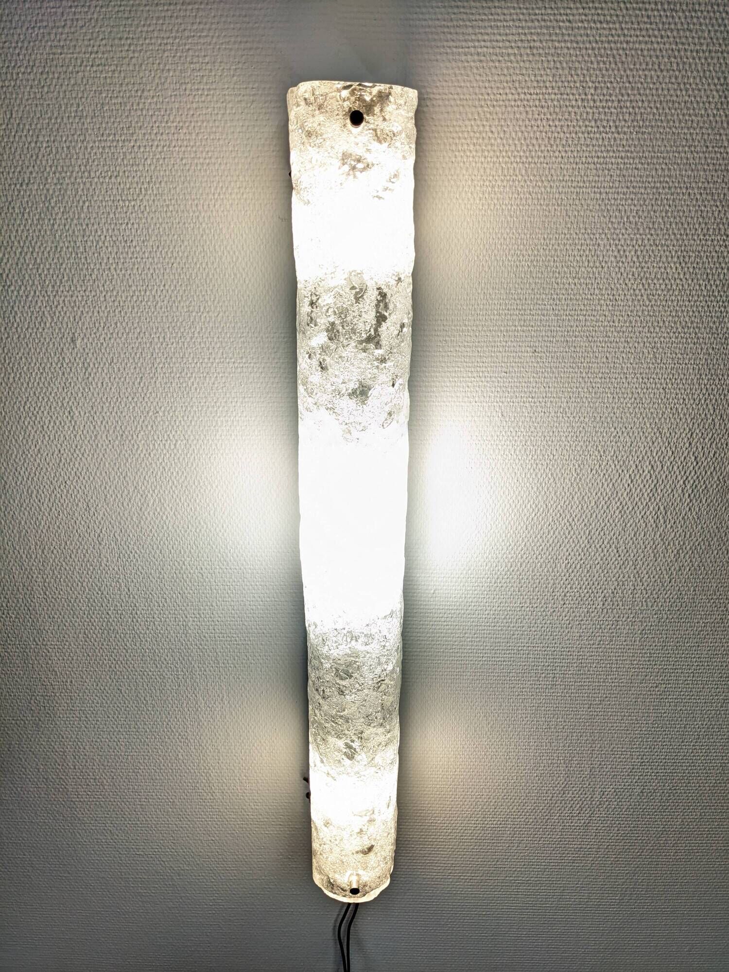 Brutalist wall light in frosted glass by Hillebrand Leuchten, Germany 1960.