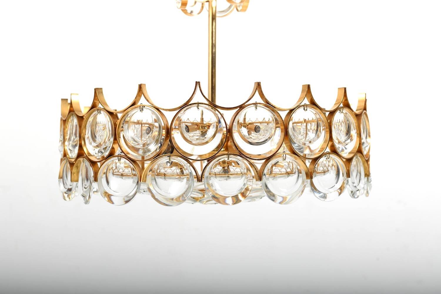 Gilded Brass and Crystal Chandelier by Palwa 1970s