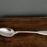 Stew spoon in solid silver 18th century shell model with coat of arms and Farmers General hallmarks
