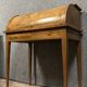 Louis XVI style cylinder desk in marquetry with floral decorations circa 1880