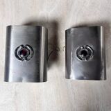 Pair of vintage brushed metal wall lights, 1970s,