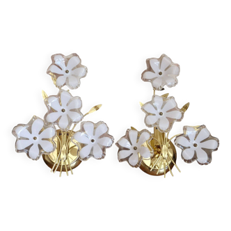 Duo of 80s/90s flower wall lights