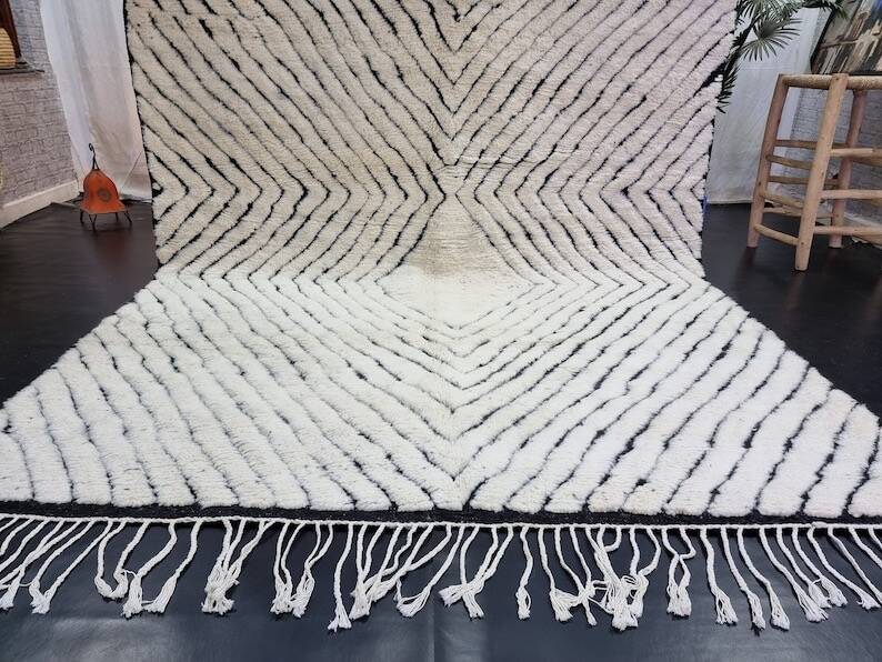 Handwoven traditional Berber wool rug, size 140 x 260 cm