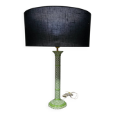 Lampe de table en céramique émaillée avec motif de sangles vertes