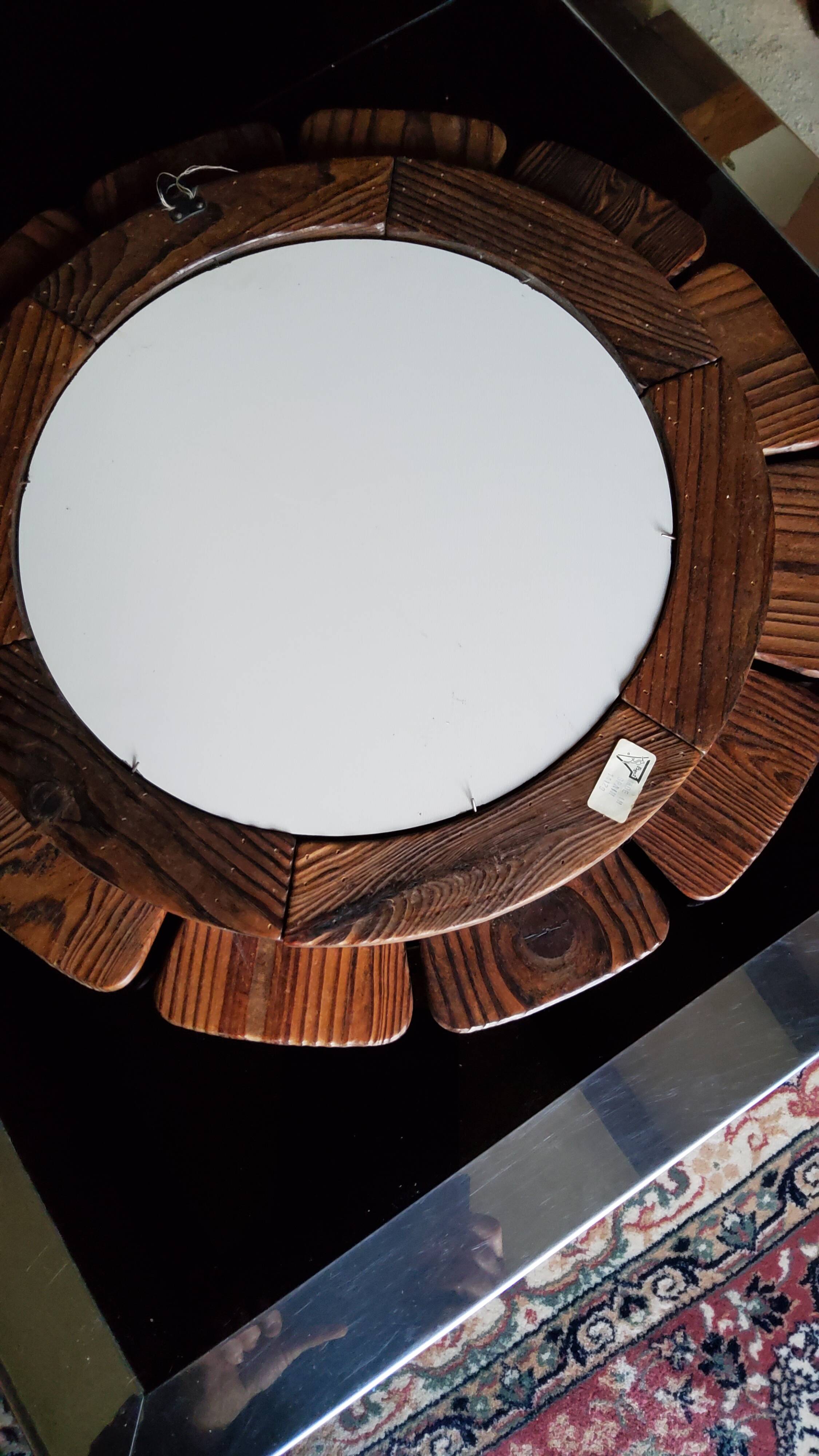 Wooden 70s sun mirror 52cm
