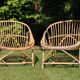 Pair of rattan basket armchairs, 60s