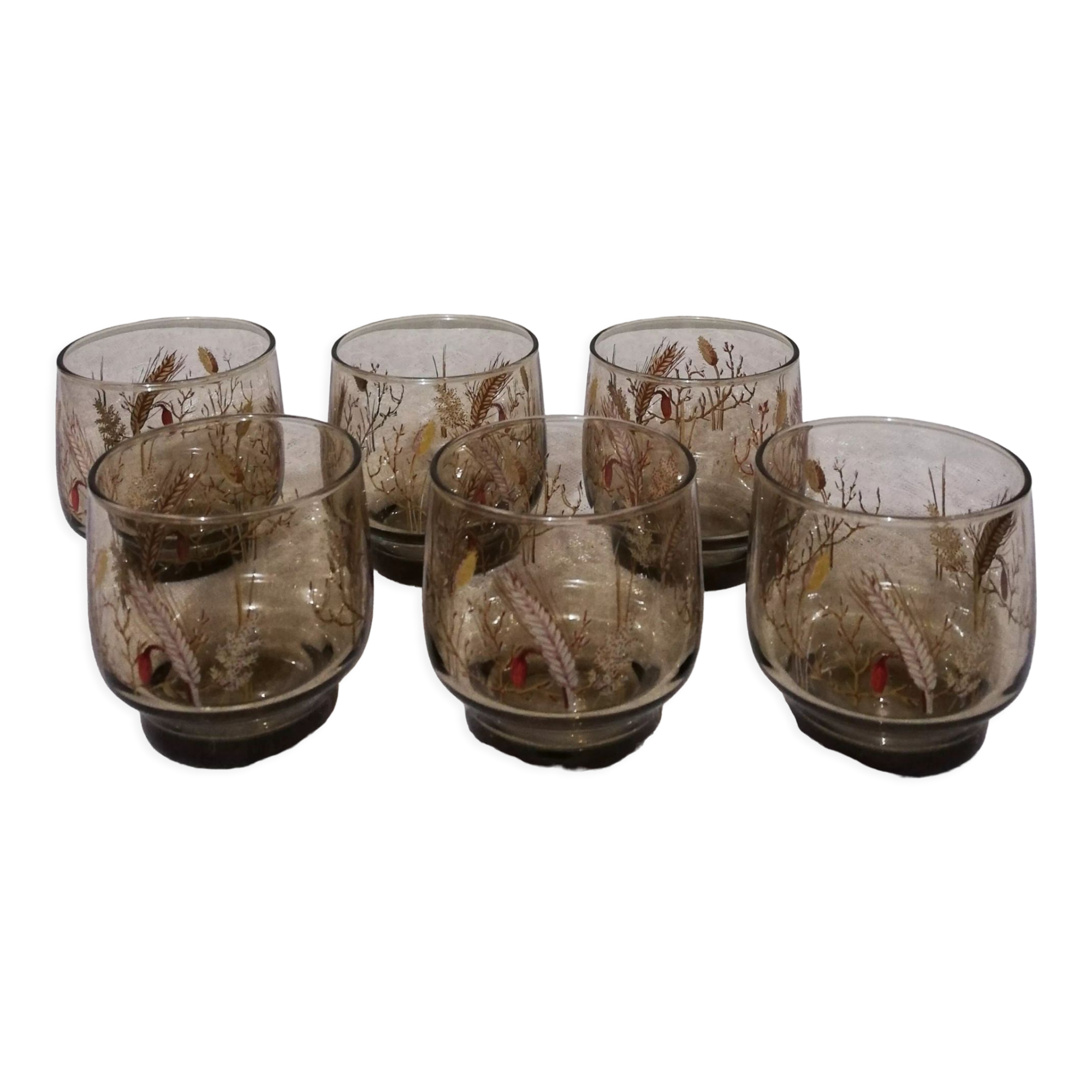 6 verres vintage 14cl décor "épis de blé"