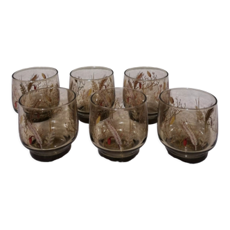 6 glasses vintage 14cl décor "ears of wheat"