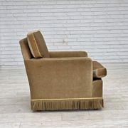 1970s, Danish armchair, honey yellow furniture velour.