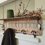 Coat rack hook wicker black metal vintage