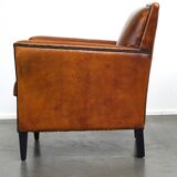 Sleek sheepskin Art Deco design armchair with beautiful details