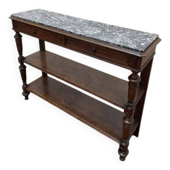 Desserte - Console en chêne massif Napoléon III marbre gris veiné