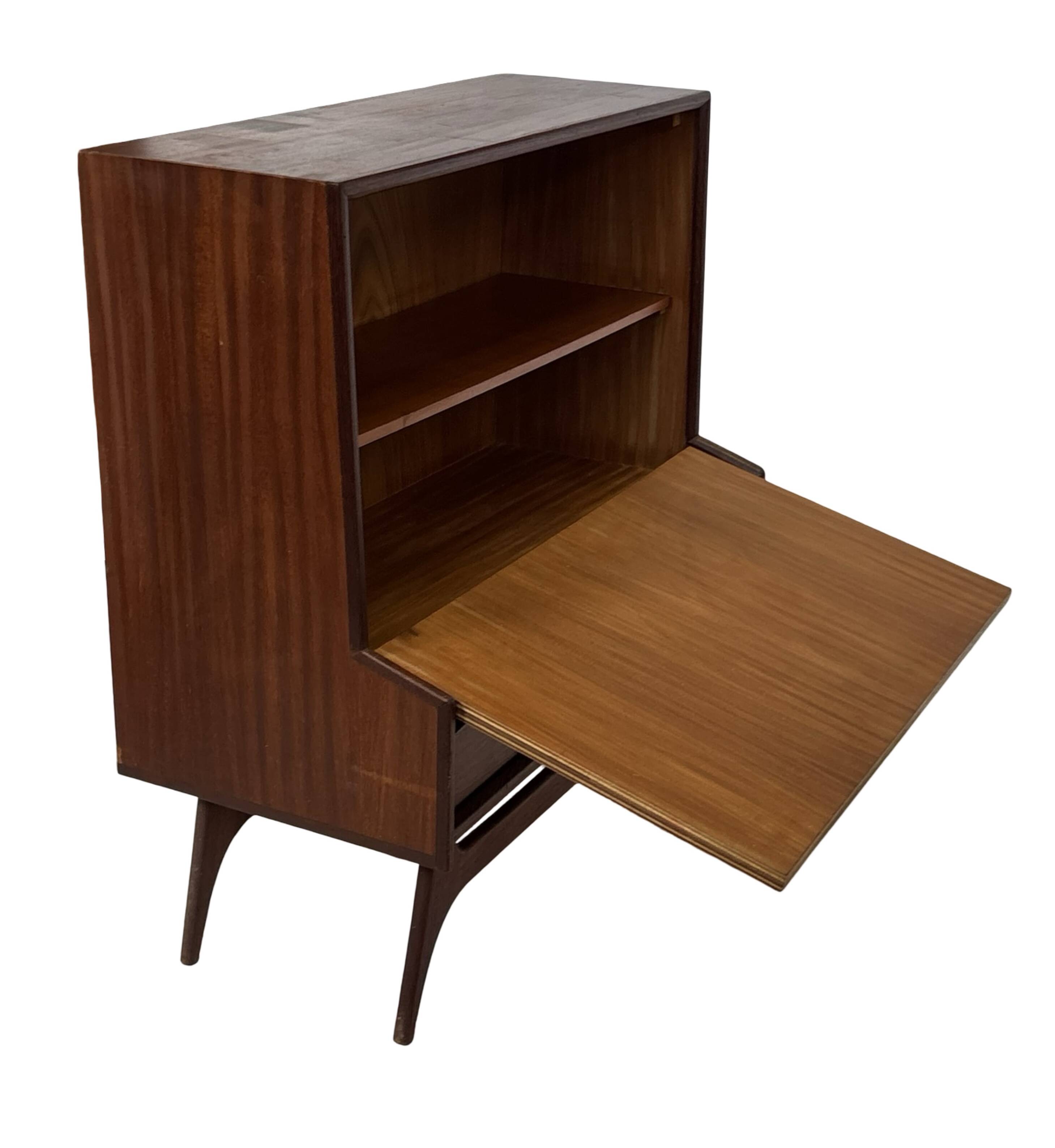 Vintage teak wall cabinet with flap door 1960s design wall unit