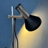 Vintage black mid-century floor lamp with two aluminium spots