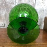 Ancien vase sur pied empoli verre vert vintage