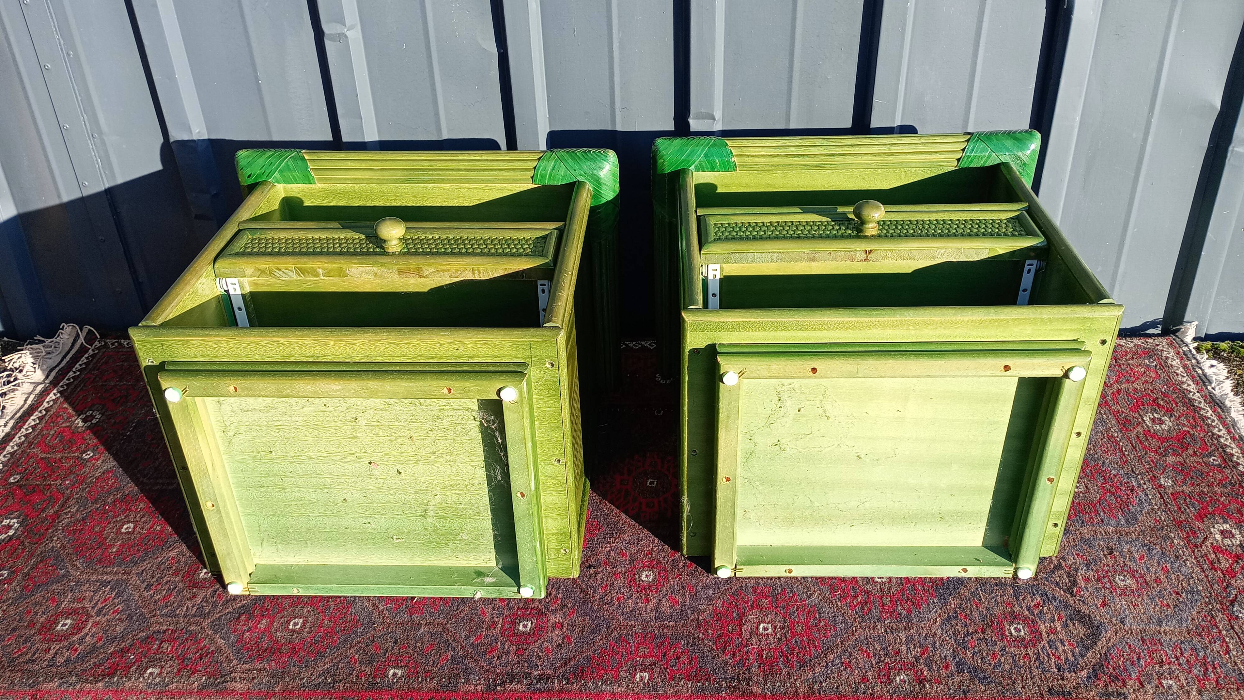 Pair of rattan bedside tables