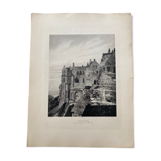 Photographie héliogravure du Mont Saint Michel 19ème (Paul Dujardin)