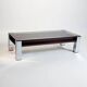 Vintage Italian coffee table with a smoked glass top and chrome structure.