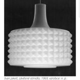 Large white opaline pendant light, Ivan Jakes design, 1960s
