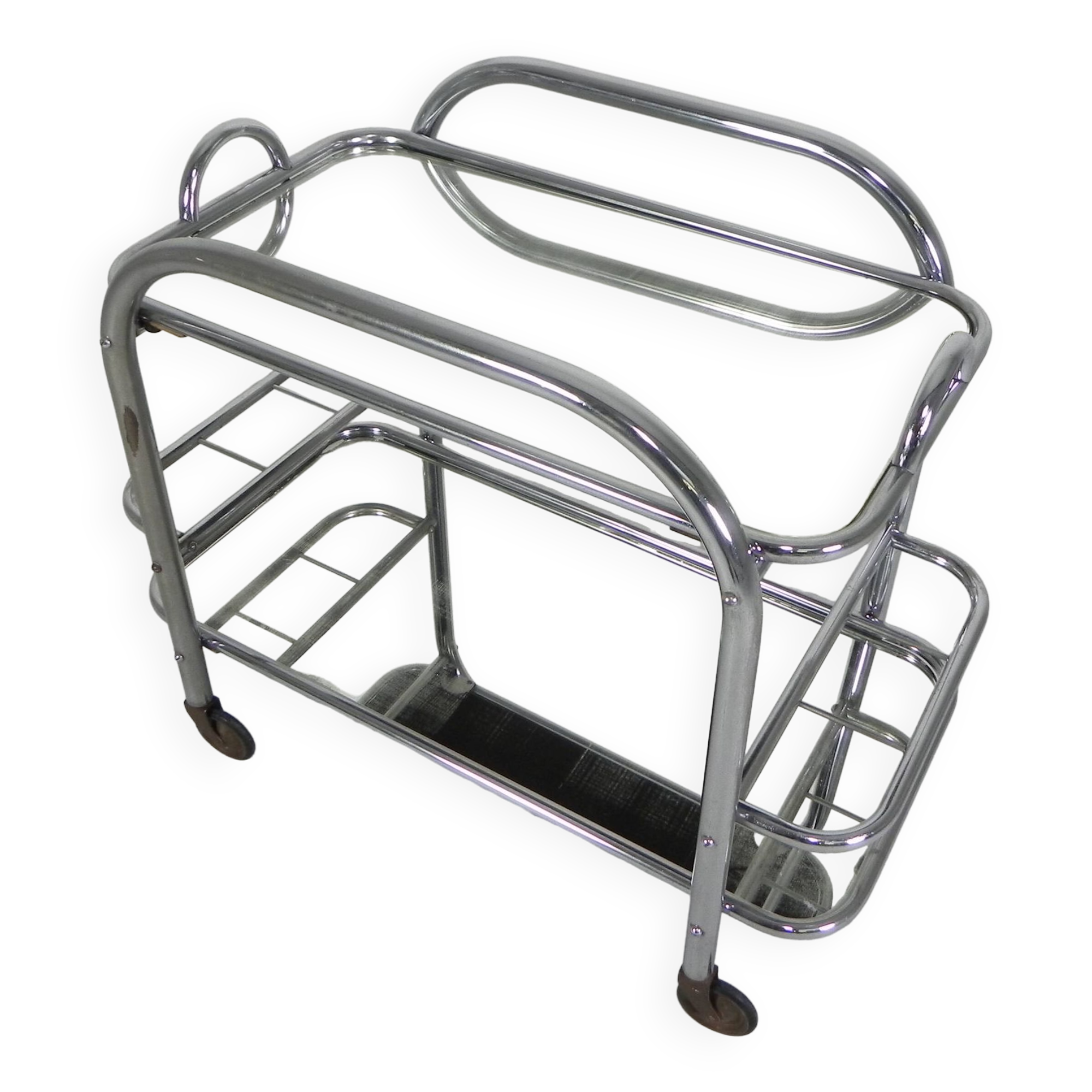 Art Deco serving trolley, chrome-plated, 1920s