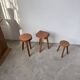 3 free-form oak tripod stools