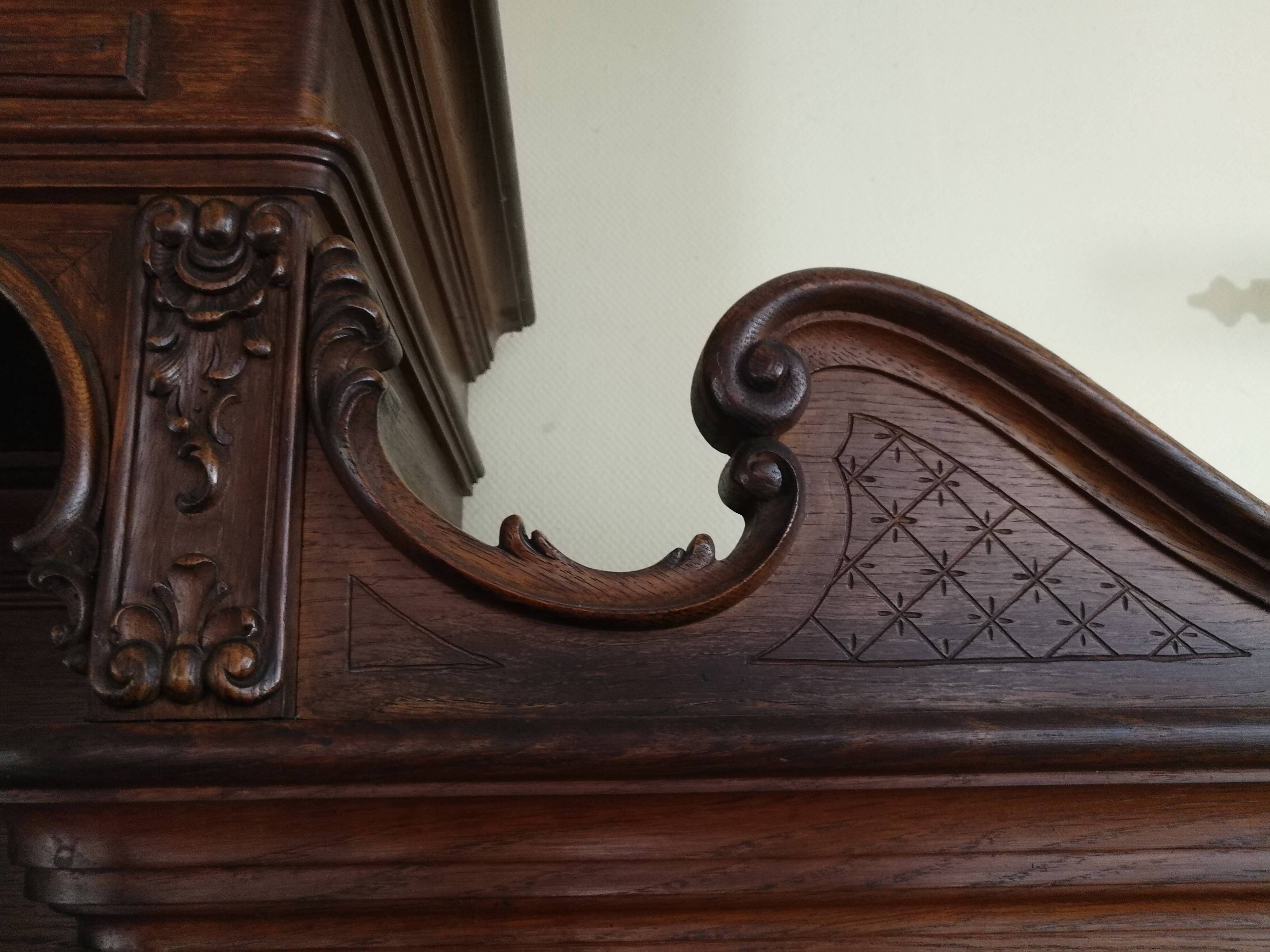 Upper part of an antique 19th-century dresser, Louis XV style.