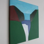 Canvas painting "Waterfall" signed